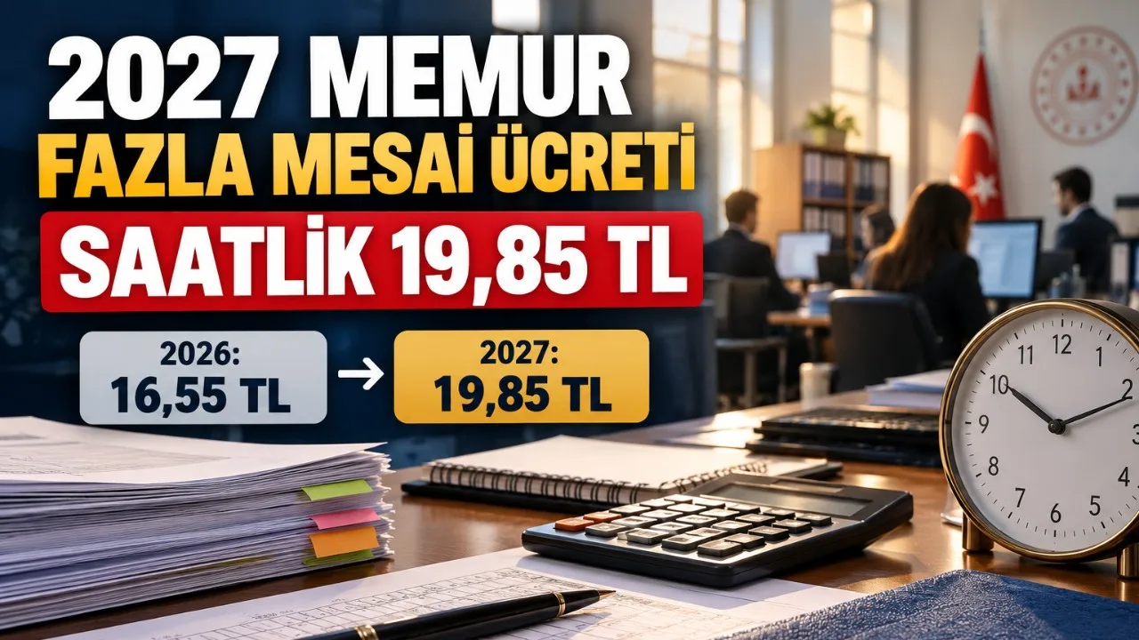 2027 Memur Fazla Mesai Ücreti Artıyor: 19,85 TL