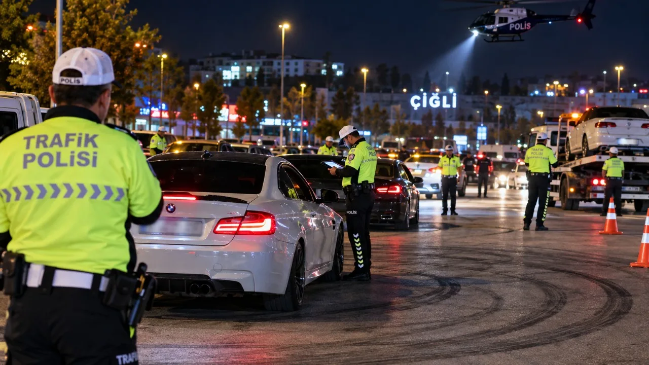 İzmir Çiğli'de drift denetimi: 67 araca ceza